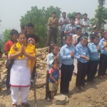 3.Sai Seva Dal and local School Children Praying before starting work